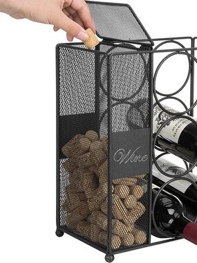 Metal Wine rack for 3 bottles with a built-in wine cork holder Rack Holder